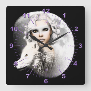Lady of the Moon Quadratische Wanduhr
