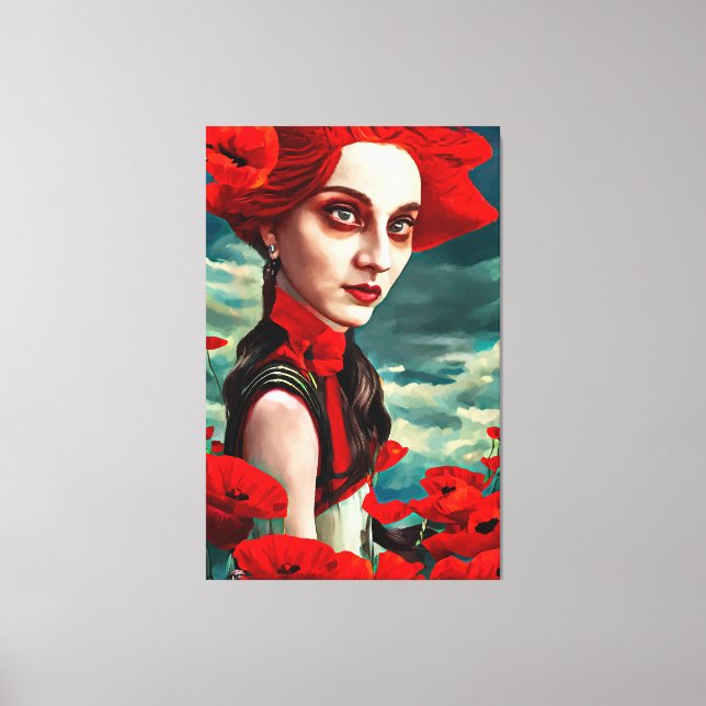 Lady of the Poppy Blume Fantasy Original Art Leinwanddruck (Vorderseite)