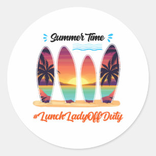 Lady Off Duty Sommerzeit Ende des Schuljahres Runder Aufkleber