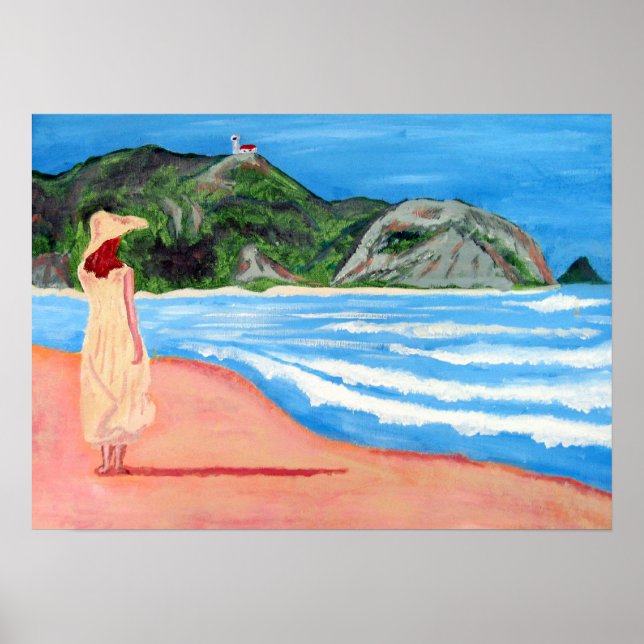 Lady on Beach Print Poster (Vorne)
