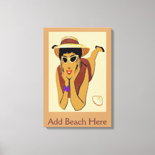 Lady On Beach, Text hinzufügen Leinwanddruck
