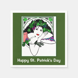 Lady On St Patricks Day Napkins Serviette
