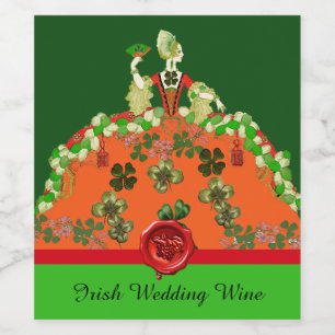LADY ORANGE, KLEEBLATTS Irish Wedding Party Wine L Weinetikett