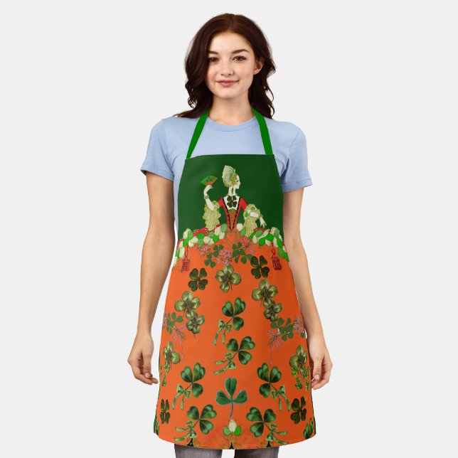 LADY ORANGE, KLEEBLATTS St. Patricks Day Green Schürze (Getragen)