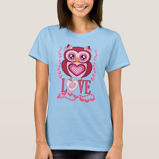 Lady Owl in Liebe, Fantasy-Spaß. T-Shirt (Vorderseite)