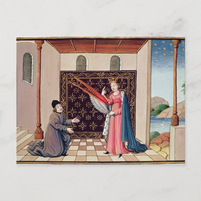 Lady Philosophie bietet Boethius Flügel an Postkarte (Vorderseite)