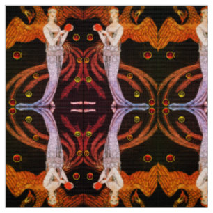 LADY PHOENIX ART DECO SCHÖNHEIT FASHION Orange Bla Stoff