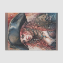 Lady Pirate Captain Decoupage Paper