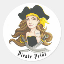 Lady Pirate Sticker Round