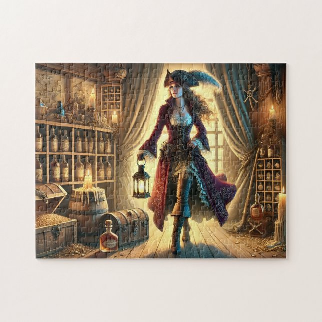 Lady Pirate's Rum & Treasure Nautical Gift (Horizontal)