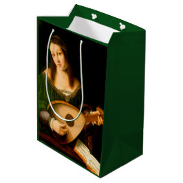 Lady Playing Lute Frische Kunst Malerei Mittlere Geschenktüte