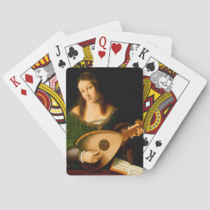 Lady Playing Lute Frische Kunst Malerei Spielkarten
