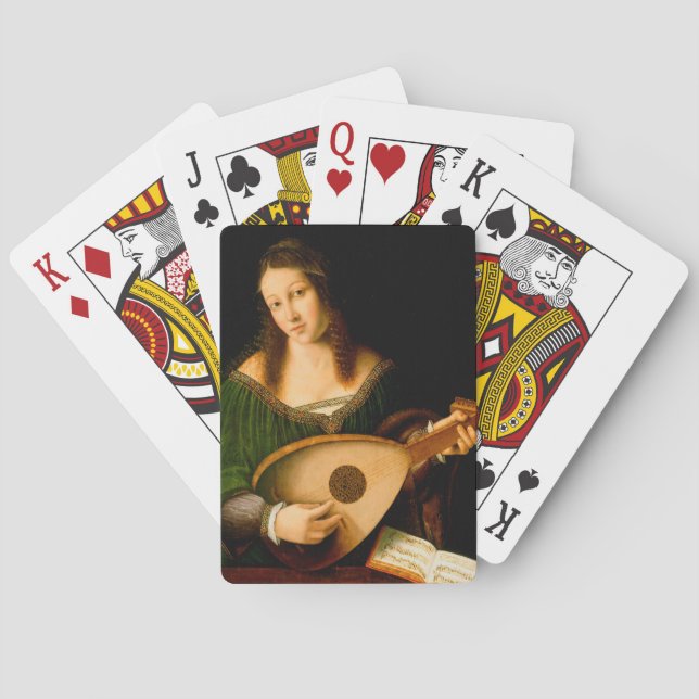 Lady Playing Lute Frische Kunst Malerei Spielkarten (Rückseite)