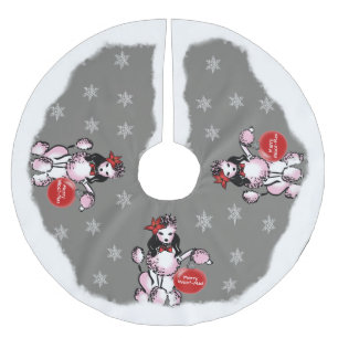 Lady Poodle Polyester Weihnachtsbaumdecke