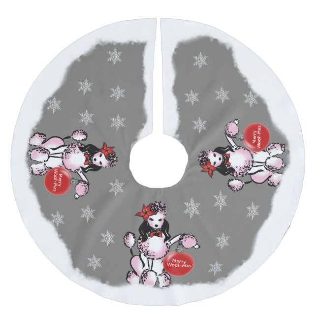 Lady Poodle Polyester Weihnachtsbaumdecke (Vorderseite)