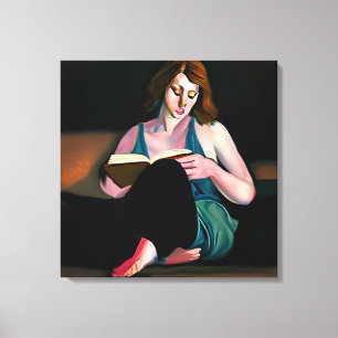 Lady Reading a Book Just Chilling Leinwanddruck
