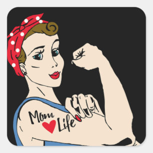 Lady rétro avec tatouage et Sticker Bandanna