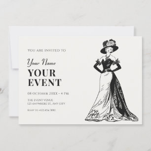 Lady Retro Vintag elegantes Kleid Einladung