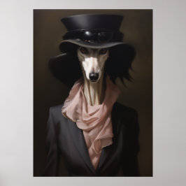 Lady Saluki Top Hat Poster