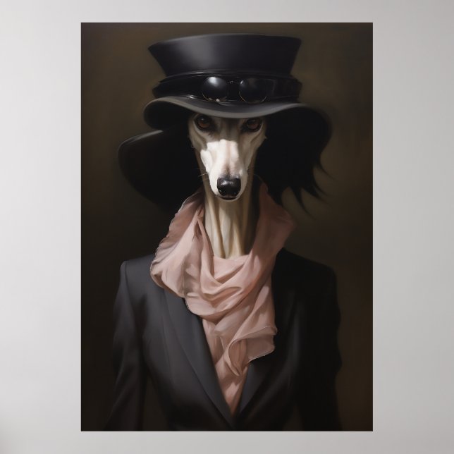 Lady Saluki Top Hat Poster (Vorne)