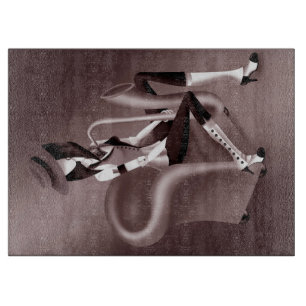 Lady Saxophone - Jazz-Inspiriert Glass Chopping Bo Schneidebrett