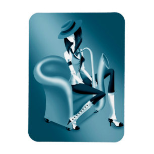 Lady Saxophonist - Jazz-Inspiriert Kühlschrankmagn Magnet
