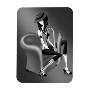 Lady Saxophonist - Jazz-Inspiriert Kühlschrankmagn Magnet