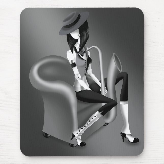 Lady Saxophonist - Jazz Inspiriert Mousemat Mousepad (Vorne)