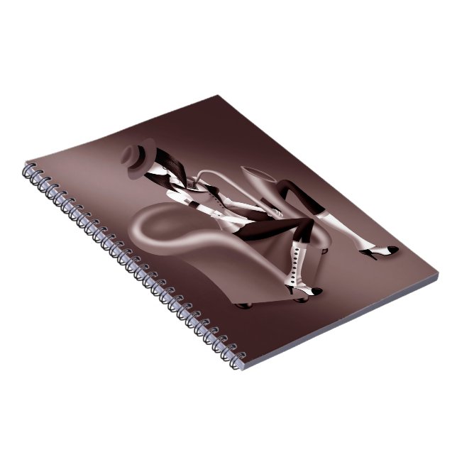 Lady Saxophonist - Jazz-Inspiriert Notebook Notizblock (Rechte Seite)