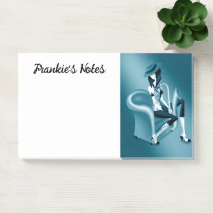 Lady Saxophonist - Jazz-Inspirierte Post-It-Notes Post-it Klebezettel