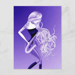 Lady Saxophoniste Carte Postale Bleue