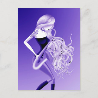 Lady Saxophonistin Blaue Postkarte