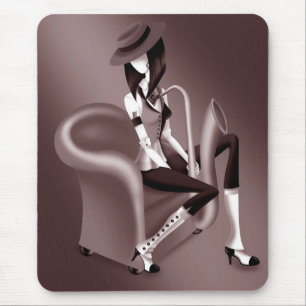 Lady Saxophonistin - Jazz-inspirierte Computermaus Mousepad