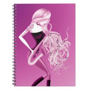 Lady Saxophonistin Musikerin Pink Notizblock