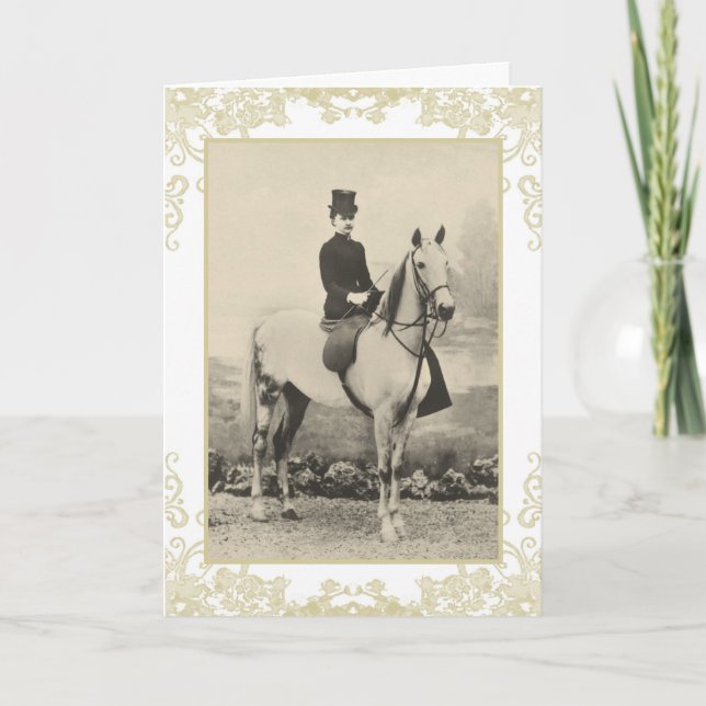 Lady sidesaddle Reiter Geburtskarte Karte (Vorderseite)