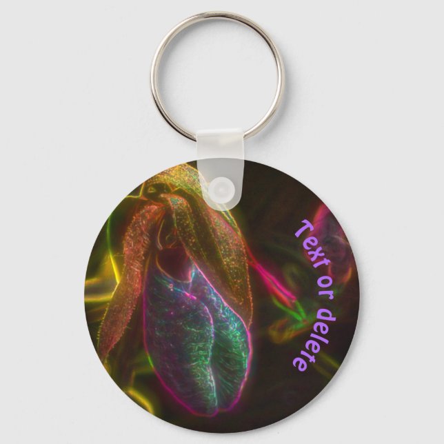 Lady Slipper Abstrakt Art Blume Personalisiert Schlüsselanhänger (Vorderseite)
