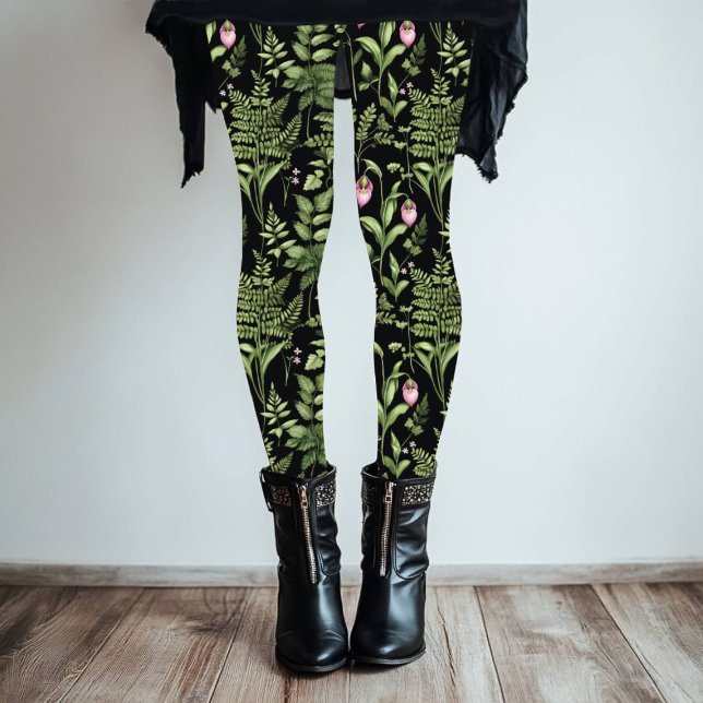 Lady Slipper Blume Holzlanddesign Leggings (Von Creator hochgeladen)
