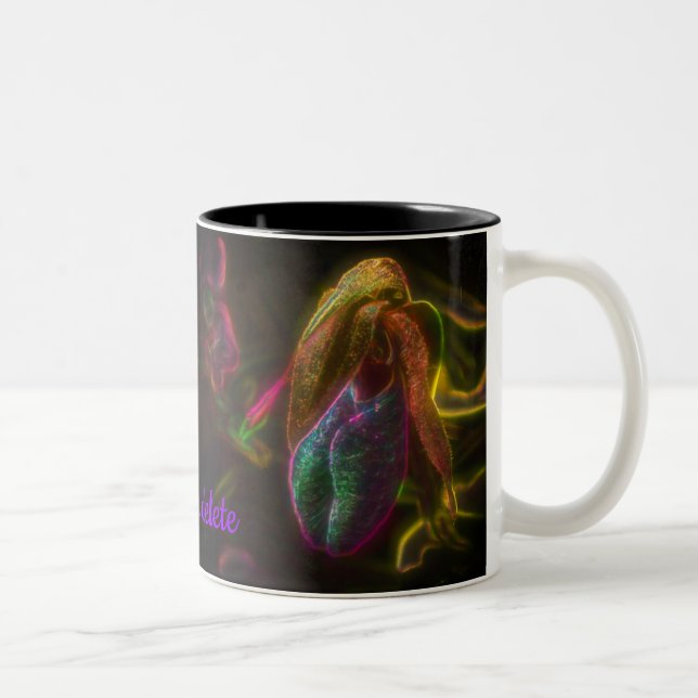 Lady Slipper Blume Personalisiert Zweifarbige Tasse (Rechts)