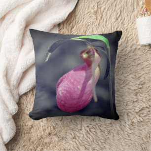 Lady Slipper Blume Schwarz-Weiß Teilfarbe Kissen