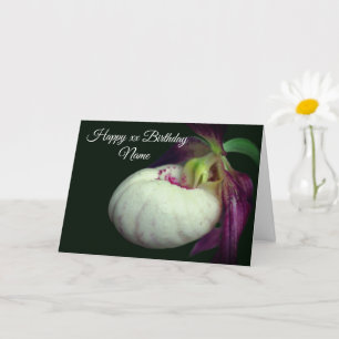 Lady Slipper Orchid Blume Personalisiert Geburtsta Karte