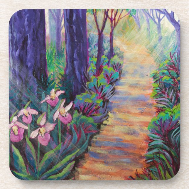 Lady Slippers auf dem Weg Untersetzer (Vorderseite)