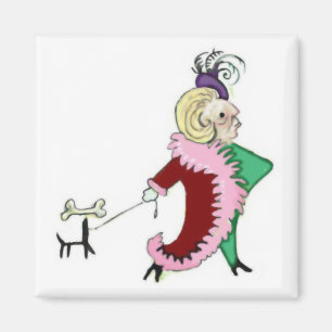 Lady Snooty avec grand bosom et grand aimant chien