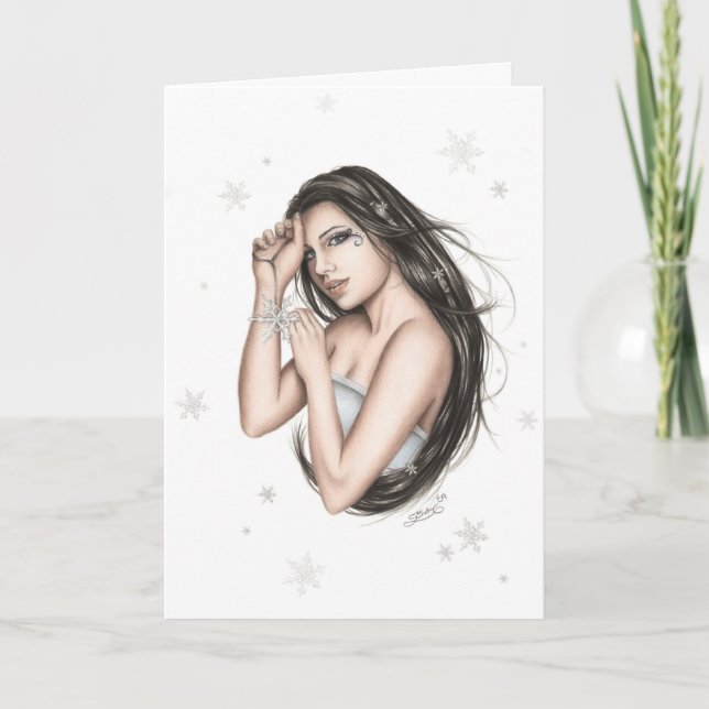 Lady Snowflake Weihnachtskarte Feiertagskarte (Vorderseite)