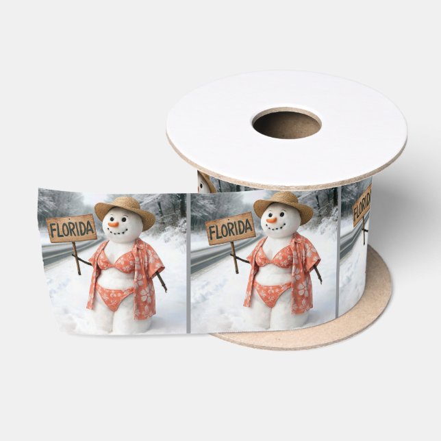Lady Snowman Hitchhiking with a Florida Sign Satinband (Spule)