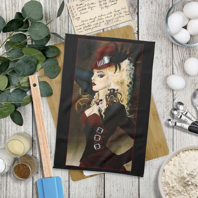 Lady Steampunk Viktorianisch Red Geschirrtuch (Von Creator hochgeladen)