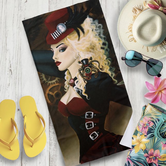 Lady Steampunk Viktorianisch Red Strandtuch (Von Creator hochgeladen)
