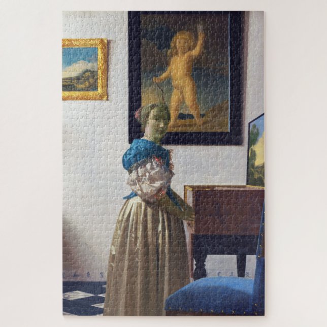 Lady Stehend in einer Jungfrau, Johannes Vermeer (Vertikal)