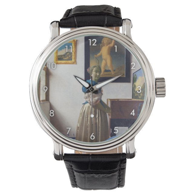 Lady Stehend in einer Jungfrau, Johannes Vermeer Armbanduhr (Vorderseite)