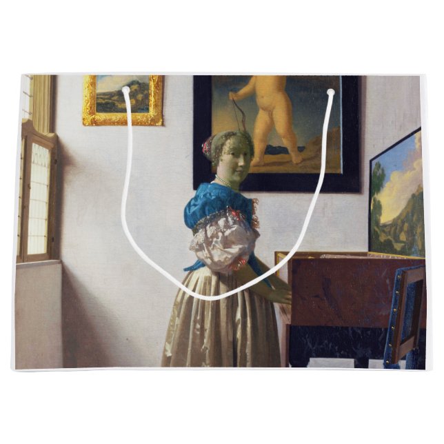 Lady Stehend in einer Jungfrau, Johannes Vermeer Große Geschenktüte (Vorderseite)