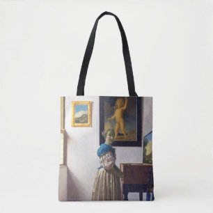 Lady Stehend in einer Jungfrau, Johannes Vermeer Tasche